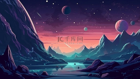 星球几何背景图片_游戏外太空星际