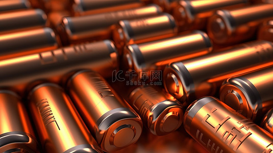 锂离子电池金属锂和元素符号的 3d 插图