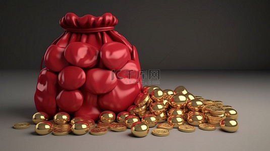 金币堆叠在 3D 中，带有一丝魅力，这是您无法抗拒的金钱概念