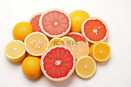 成分含量背景图片_果汁成分葡萄柚柠檬葡萄柚和橙子