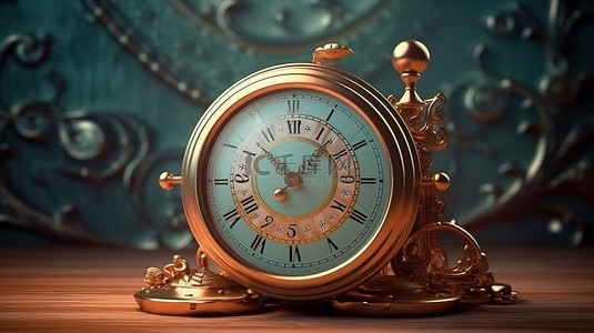 老式时钟背景图片_具有复古氛围的 3D 复古时钟