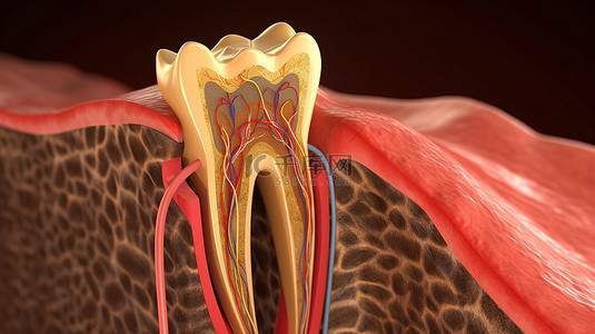 口腔口腔背景图片_可视化根管治疗过程的 3D 插图