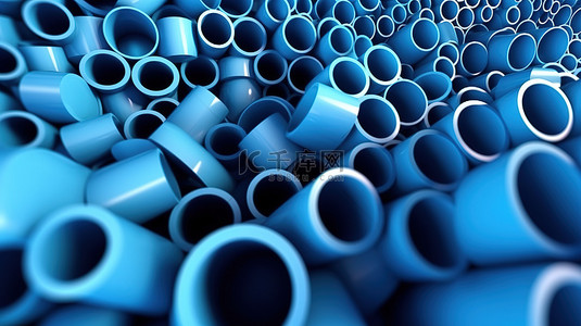 蓝色圆形几何渐变背景图片_最小抽象背景上蓝色圆柱体和管道的当代 3D 渲染