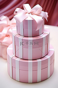 礼品包装 白色粉色礼盒三件套