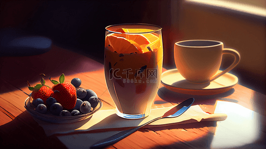 大杯果汁背景图片_奶茶水果蓝莓背景