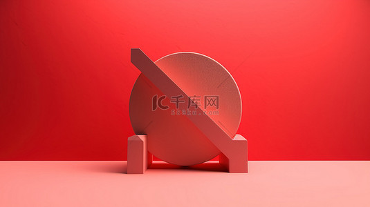 禁止吸烟英文背景图片_柔和背景上红色禁止标志的 3D 插图，带有文本空间