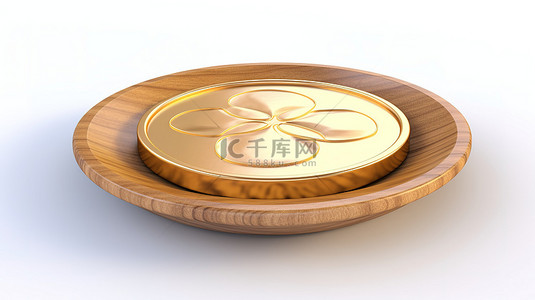 3d 金煎饼交换硬币，白色背景上带有符号