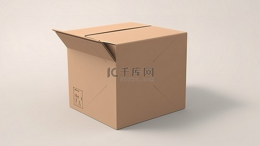 纸箱打包背景图片_白色表面带有棕色包装胶带的封闭纸板箱 3d 渲染