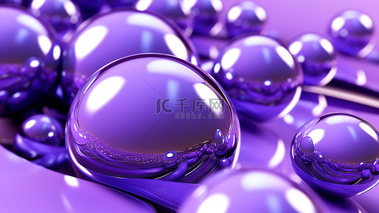 抽象 3D 背景与紫色气泡设计