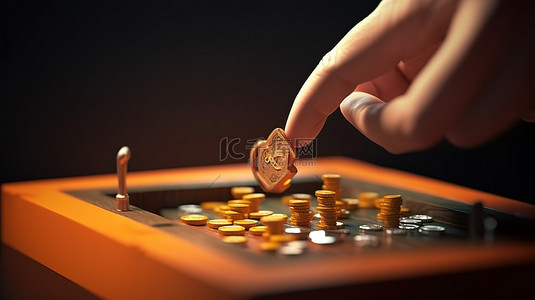 外币兑换处背景图片_在捕鼠器处抓取加密硬币 3D 渲染的手