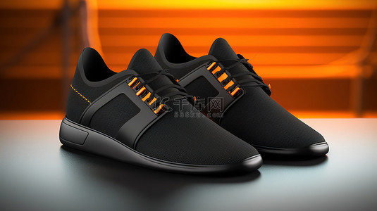 黑色帆布中性运动鞋，高底，3D 照明