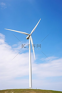 环保蓝天背景图片_蓝天下的两台风力发电机