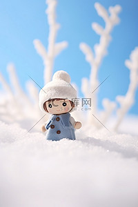 小雪人背景图片_雪地里的小雪人