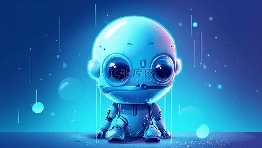机器人蓝色可爱坐姿背景