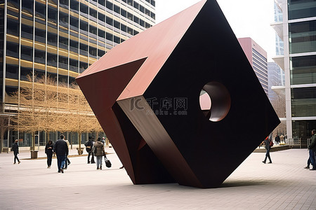 公共it背景图片_人行道上大型现代雕塑的公共雕塑