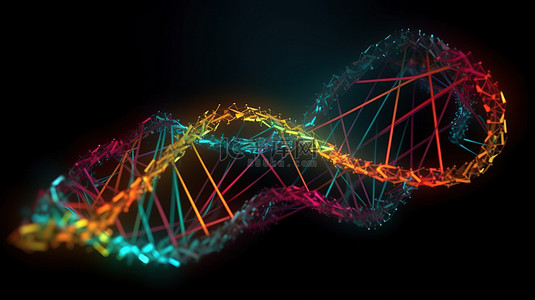 充满活力的 3D DNA 螺旋或 DNA 结构渲染