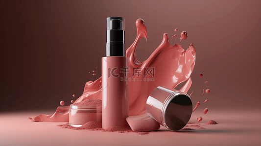 美容创意背景图片_化妆品彩妆动感液体广告背景