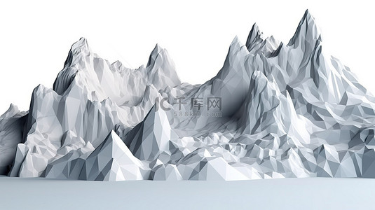 雪山岩石背景图片_白色 3d 渲染的低聚冰山站