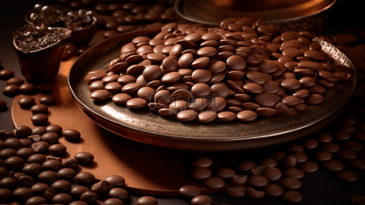 棕色金属背景图片_甜品巧克力豆金属渲染背景