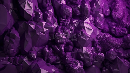 高清墙背景图片_紫色色调的抽象岩墙 3d 渲染图像