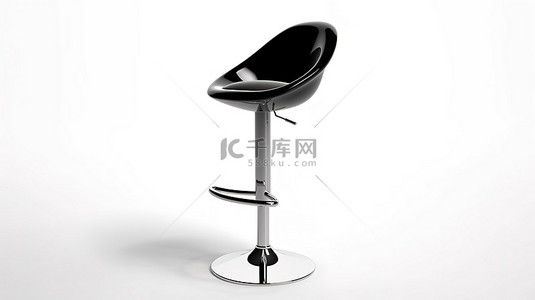 猫在凳子下背景图片_当代黑色酒吧凳子或椅子高耸于白色背景逼真的 3D 插图之上
