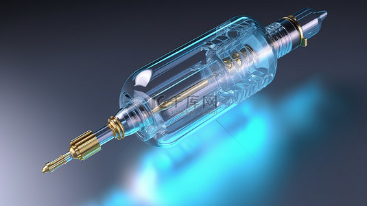 注射器和疫苗安瓿的 3D 渲染插图
