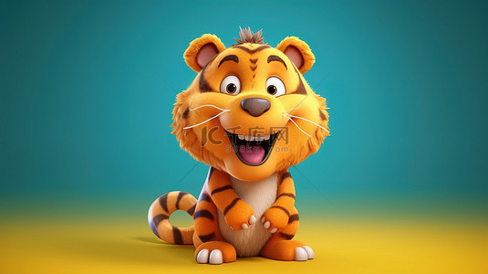 老虎的搞笑 3D 插图