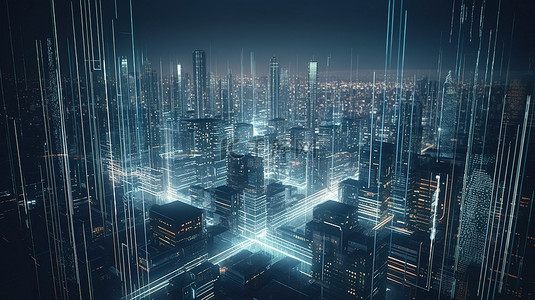 城市背景图片_网络城市 一个由网络空间信息呈现的 3D 数字大都市