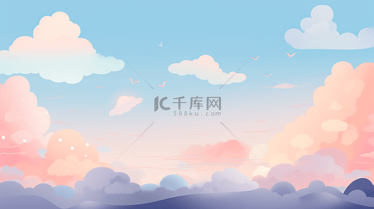 云朵天空卡通创意插图可爱的天空背景