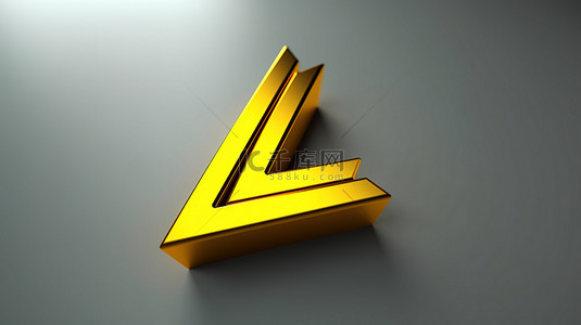 方向图标背景图片_直角三角形轮廓图标中的 3d 渲染黄色箭头方向符号