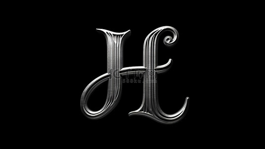 字母 h i j k l m 的黑色手写脚本字体的 3d 渲染