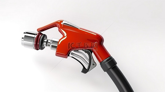 燃油背景图片_白色背景加油站燃油喷嘴分配器的 3D 渲染