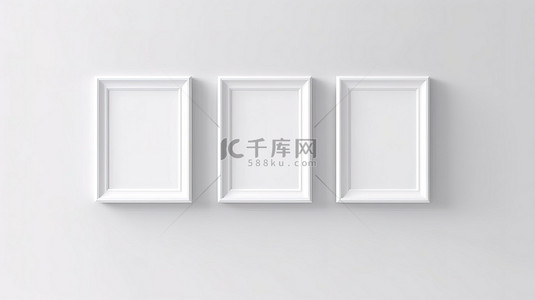 家具图片背景图片_没有图片的白色壁挂式相框的 3d 插图