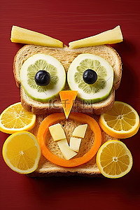 猫头鹰照片形状的三明治 高级免版税代码 65968703282
