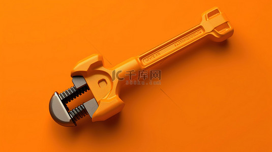橙色背景突出了单色管扳手的 3D 渲染