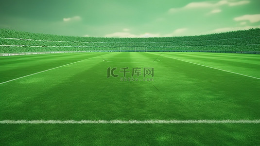 充满活力的 3d 渲染一个郁郁葱葱的足球场与足球