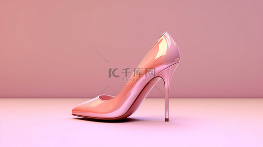 浅粉色高跟鞋的 3d 渲染