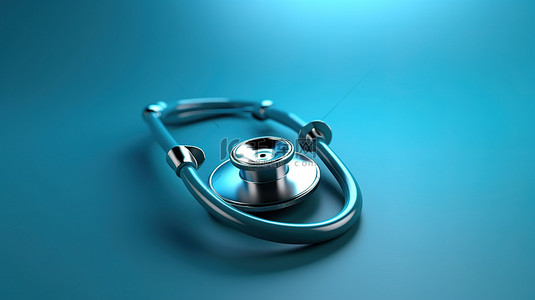 保险健康背景图片_3d 渲染医疗保健概念的插图，在保险背景下用蓝色听诊器