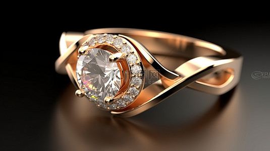 精美婚礼订婚戒指的 3d 渲染
