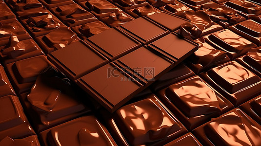甜点世界背景图片_巧克力棒和背景的 3d 渲染