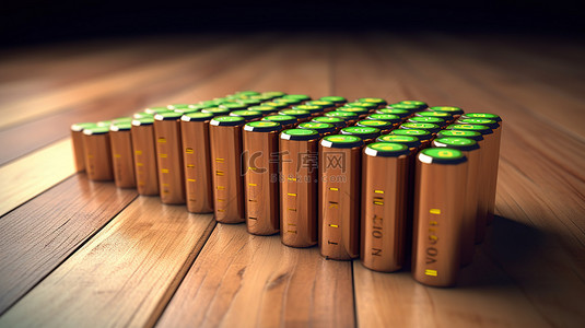 销售行业背景图片_扩展锂离子电动汽车电池行业木桌，配有 3D 渲染图和电动汽车电池