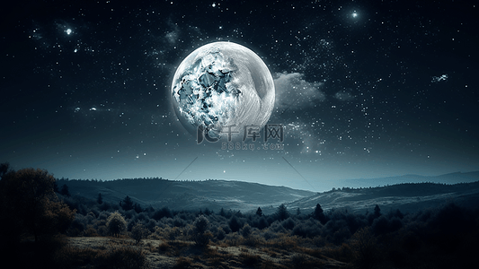 月亮大圆月夜晚背景