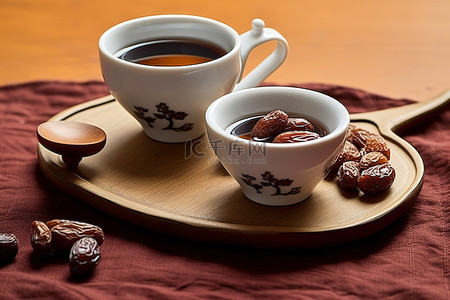 枣子背景图片_装有咖啡和枣子的茶杯