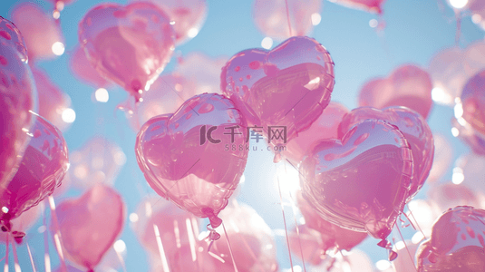 氢气原料背景图片_唯美漂亮粉红色儿童爱心氢气球图片24