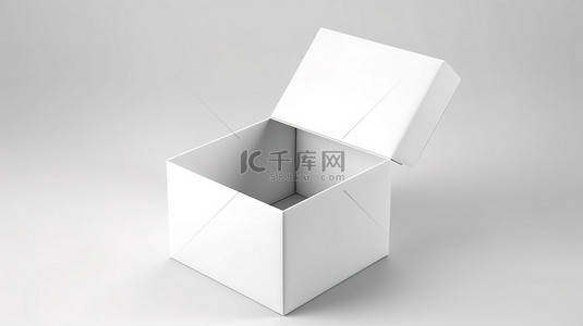 纸盒子背景图片_纯白色背景上 3D 渲染的宽敞空置白色盒子