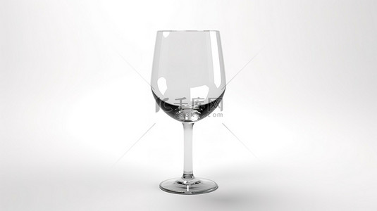 白色背景的 3d 渲染与孤立的空酒杯