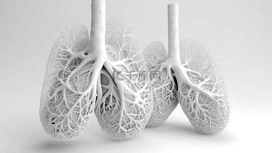 生理现象背景图片_3d 渲染中的白色孤立肺