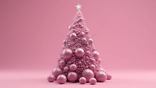 令人惊叹的 3D 渲染中的粉红色调圣诞树