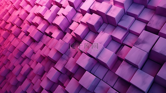 花背景紫色背景图片_抽象背景紫色和粉色几何 3D 混凝土墙，具有褪色视角