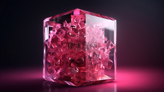 水晶素描背景图片_具有未来派边缘的创新抽象粉色水晶立方体装饰